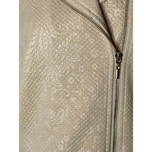 Chico's Size 2 US L-12 Beige Textured Jacquard Jacket Business Preppy Minimalist - Picture 12 of 16
